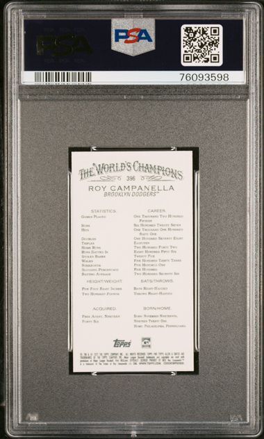 ROY CAMPANELLA 2022 ALLEN & GINTER MINI RIP CARD SSP EXTENDED PSA 10 GEM POP 1/1