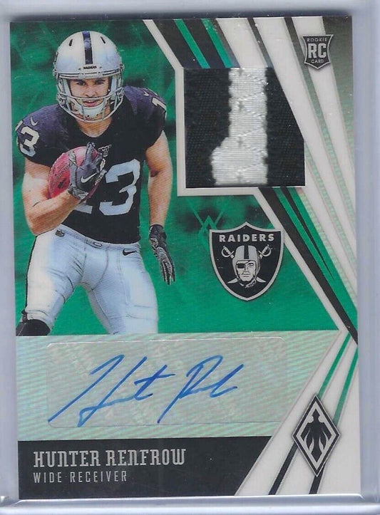 HUNTER RENFROW 2019 PANINI PHOENIX TEAL AQUA PRIZM ROOKIE PATCH AUTO RC #D 17/25