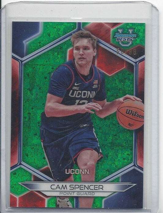 CAM SPENCER 2023 BOWMAN'S BEST UNIVERSITY GREEN MINI DIAMOND REFRACTOR #D 50/99