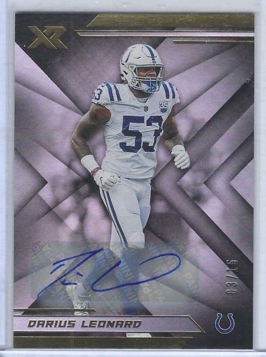 DARIUS LEONARD 2019 PANINI XR SILVER FOIL AUTO #D 03/15