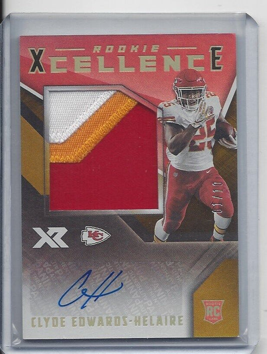 CLYDE EDWARDS HELAIRE 2020 PANINI XR XCELLENCE GOLD JUMBO RPA PATCH AUTO RC 1/10