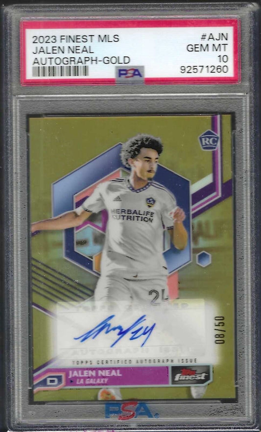 JALEN NEAL 2023 TOPPS FINEST MLS GOLD REFRACTOR AUTO RC /50 PSA 10 GEM POP 2