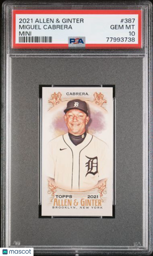 MIGUEL CABRERA 2021 ALLEN & GINTER MINI RIP CARD SSP EXTENDED 387 PSA 10 POP 1/1
