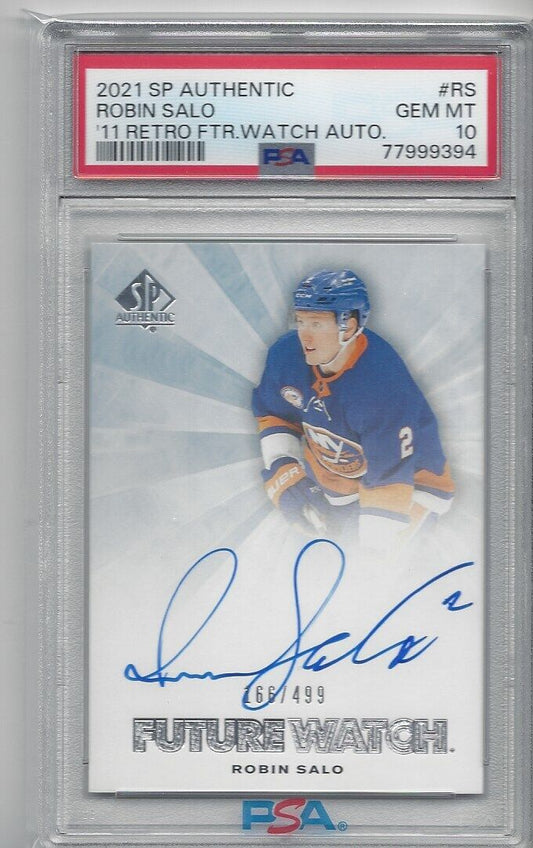 ROBIN SALO 2021 SP AUTHENTIC RETRO FUTURE WATCH AUTO RC /499 PSA 10 GEM POP 1/1
