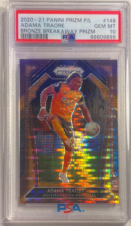 ADAMA TRAORE 2020-21 PANINI PRIZM EPL BRONZE BREAKAWAY #D 20/25 PSA 10 POP 1/1
