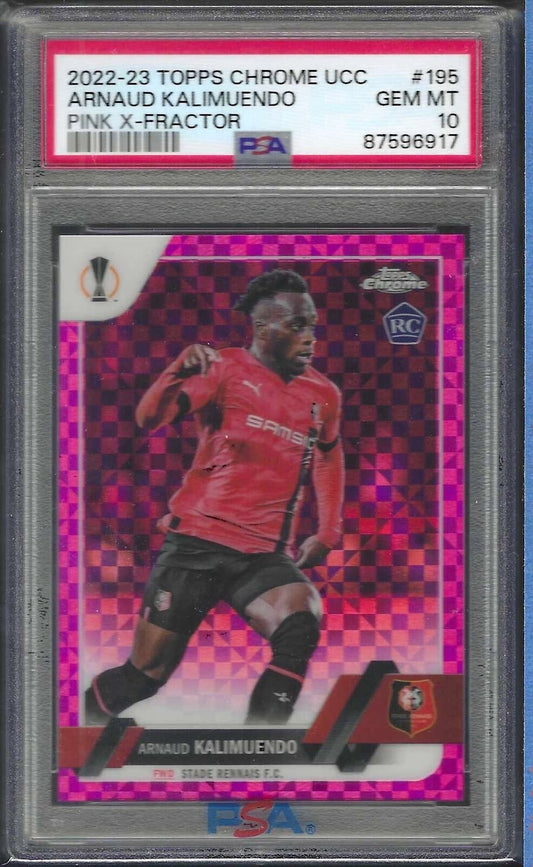 ARNAUD KALIMUENDO 2022-23 TOPPS CHROME PINK X-FRACTOR RC /250 PSA 10 POP 1/1