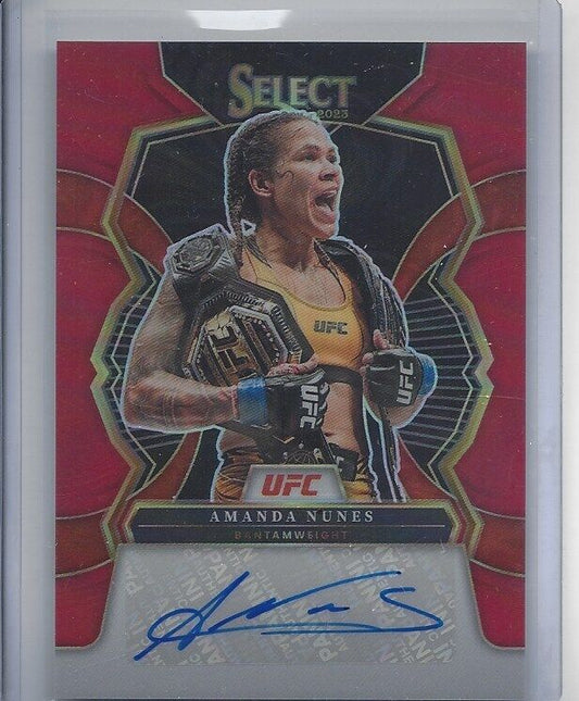 AMANDA NUNES 2022-23 PANINI SELECT UFC RED PRIZM AUTO #D 95/99