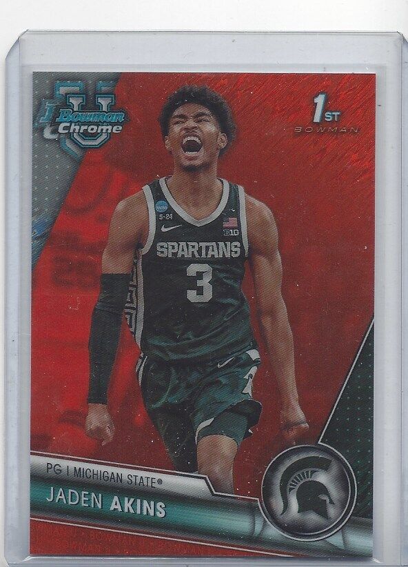 JADEN AKINS 2023-24 BOWMAN CHROME UNIVERSITY 1ST ORANGE SHIMMER REFRACTOR #D /25