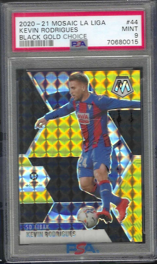 KEVIN RODRIGUES 2021-21 PANINI MOSAIC LA LIGA BLACK GOLD PRIZM /8 PSA 9 POP 1/1