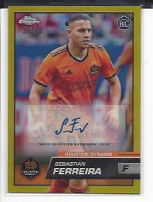 SEBASTIAN FERREIRA 2023 TOPPS CHROME MLS GOLD REFRACTOR ROOKIE AUTO RC #D 36/50