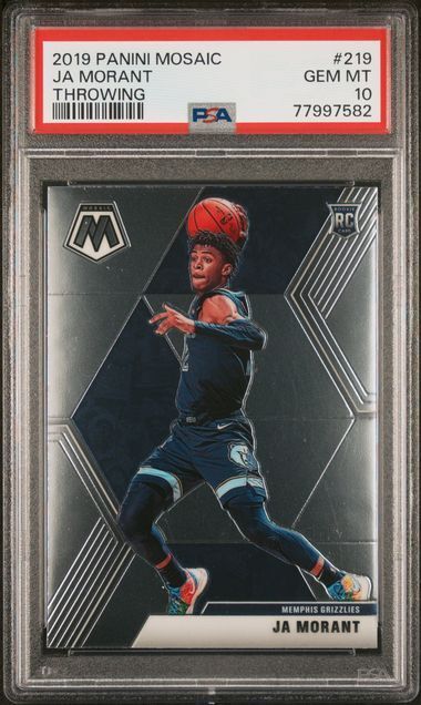 JA MORANT 2019 PANINI MOSAIC THROWING PHOTO VARIATION SP RC #219 PSA 10 GEM MINT