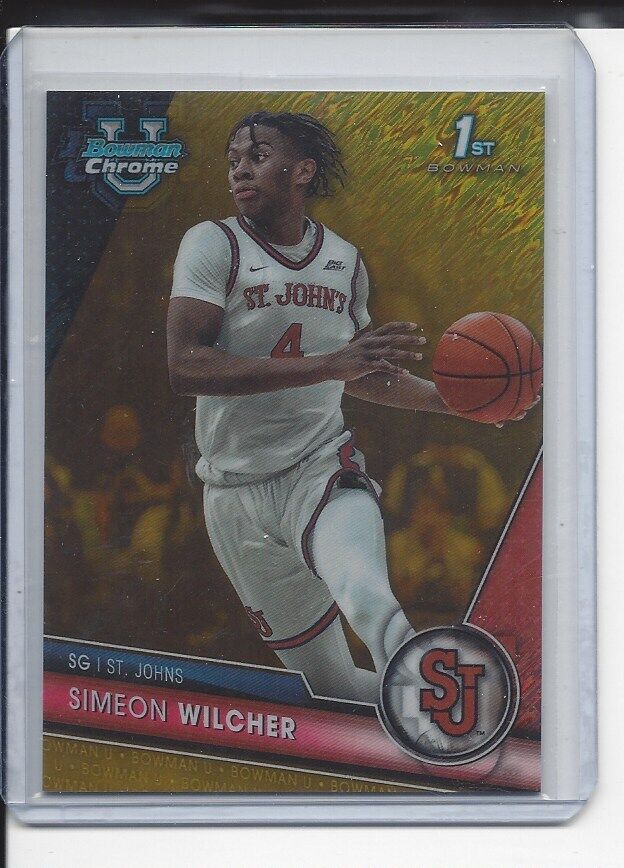 SIMEON WILCHER 2023-24 BOWMAN CHROME UNIVERSITY 1ST GOLD SHIMMER REFRACTOR /50