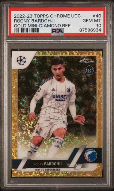 ROONY BARDGHJI 2022-23 TOPPS CHROME GOLD MINI DIAMOND REFRACTOR RC /50 PSA 10