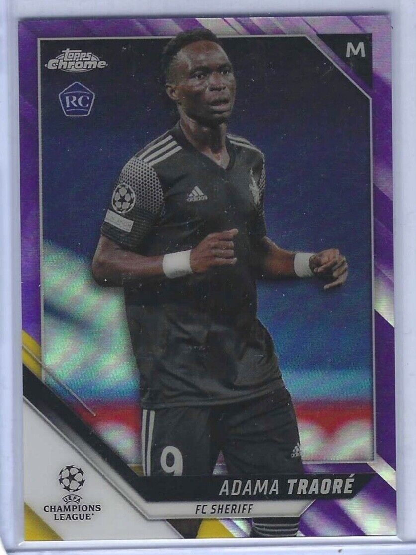 ADAMA TRAORE 2021-22 TOPPS CHROME UCL PURPLE REFRACTOR ROOKIE RC #D 156/250