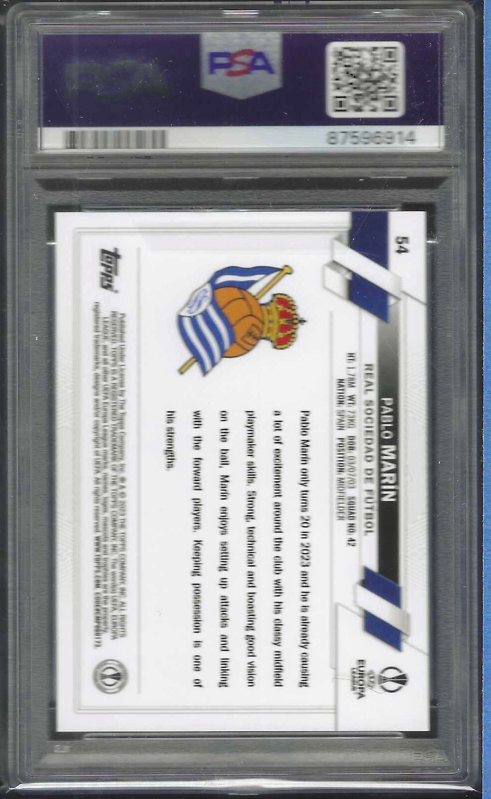 PABLO MARIN 2022-23 TOPPS CHROME PURPLE GOLD SEISMIC REFRACTOR RC PSA 10 POP 1/1