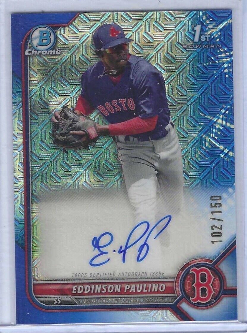 EDDINSON PAULINO 2022 BOWMAN CHROME BLUE MOJO REFRACTOR PROSPECT AUTO #D /250