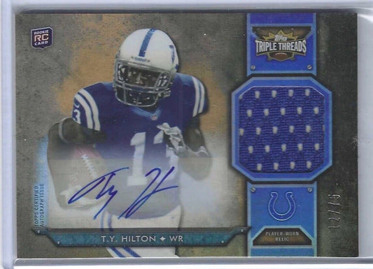 TY HILTON 2012 TOPPS TRIPLE THREADS SEPIA ROOKIE PATCH AUTO RC #D 12/75