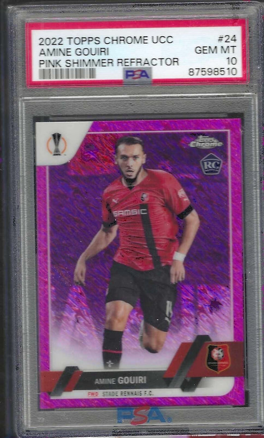 AMINE GOUIRI 2022 TOPPS CHROME PINK SHIMMER REFRACTOR RC /250 PSA 10 GEM POP 3