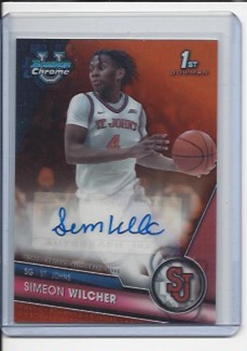 SIMEON WILCHER 2023-24 BOWMAN CHROME UNIVERSITY 1ST ORANGE REFRACTOR AUTO #D /25
