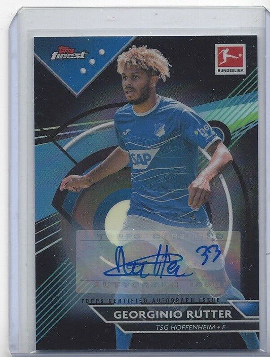 GEORGINIO RUTTER 2022-23 TOPPS FINEST BUNDESLIGA BLACK REFRACTOR AUTO #D 57/150