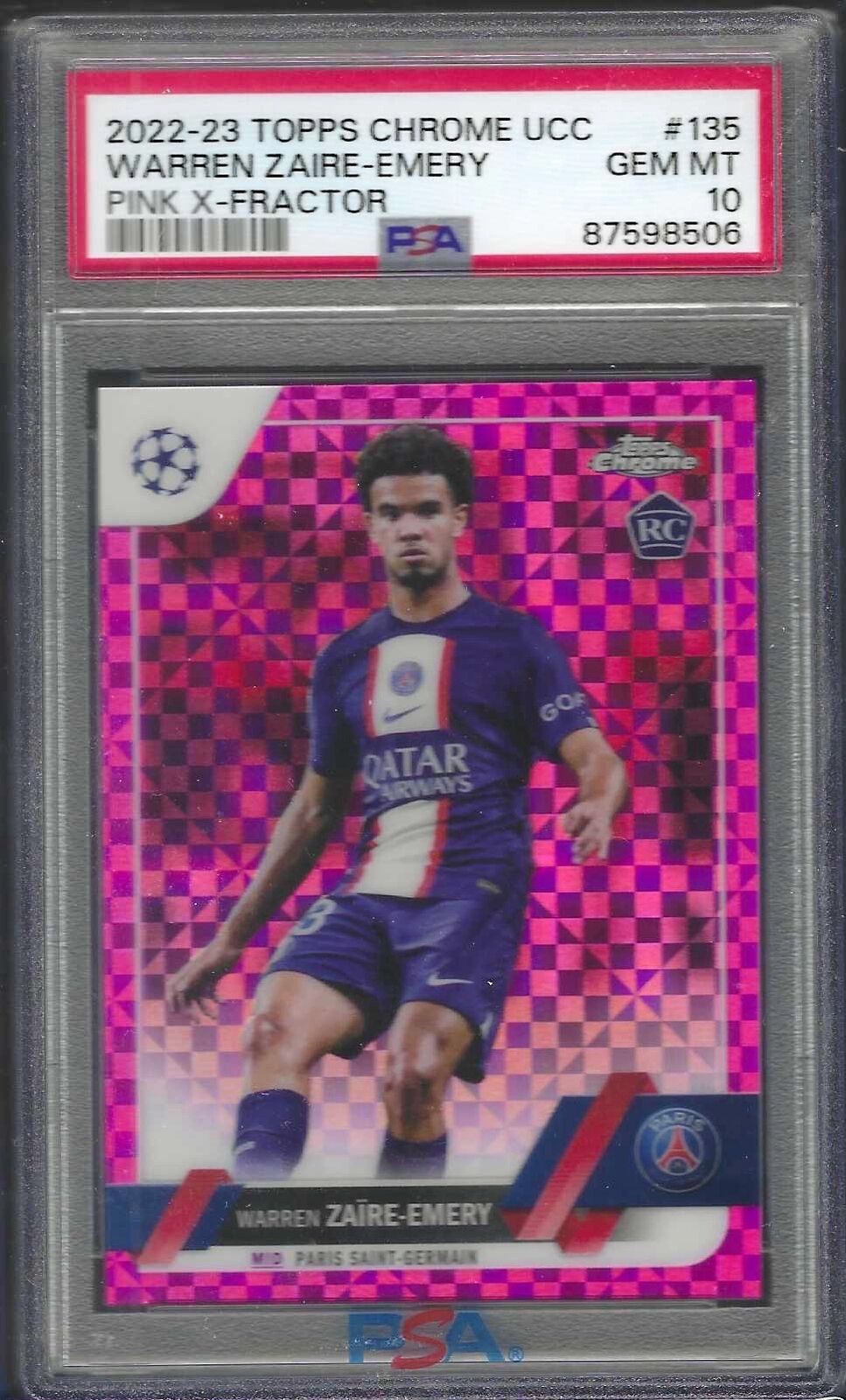 WARREN ZAIRE-EMERY 2022 TOPPS CHROME PINK X-FRACTOR RC /250 PSA 10 GEM POP 3