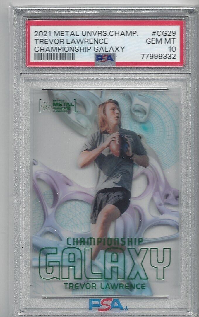 TREVOR LAWRENCE 2021 METAL UNIVERSE CHAMPIONSHIP GALAXY CASE HIT SSP RC PSA 10