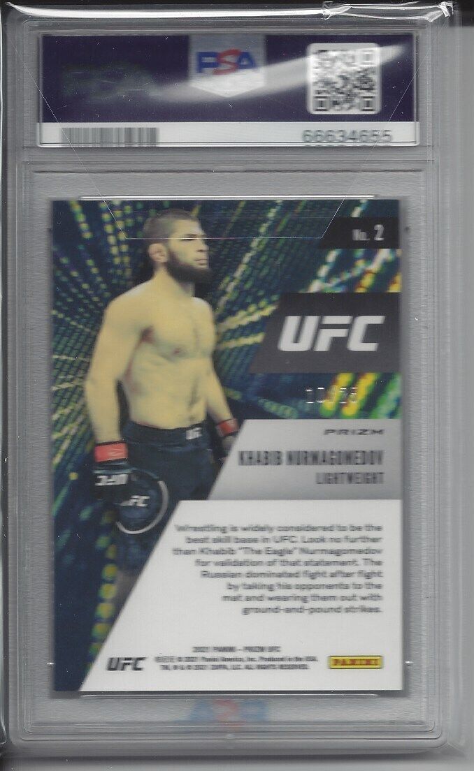 KHABIB NURMAGOMEDOV 2021 PANINI PRIZM UFC INSTANT IMPACT MOJO /25 PSA 9 POP 1/1