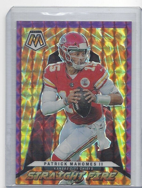 PATRICK MAHOMES II 2022 PANINI MOSAIC STRAIGHT FIRE PURPLE PRIZM #D 7/49