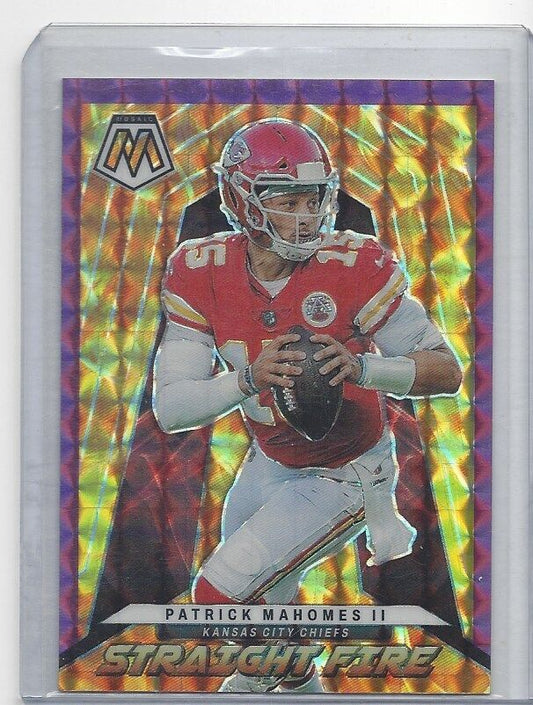 PATRICK MAHOMES II 2022 PANINI MOSAIC STRAIGHT FIRE PURPLE PRIZM #D 7/49