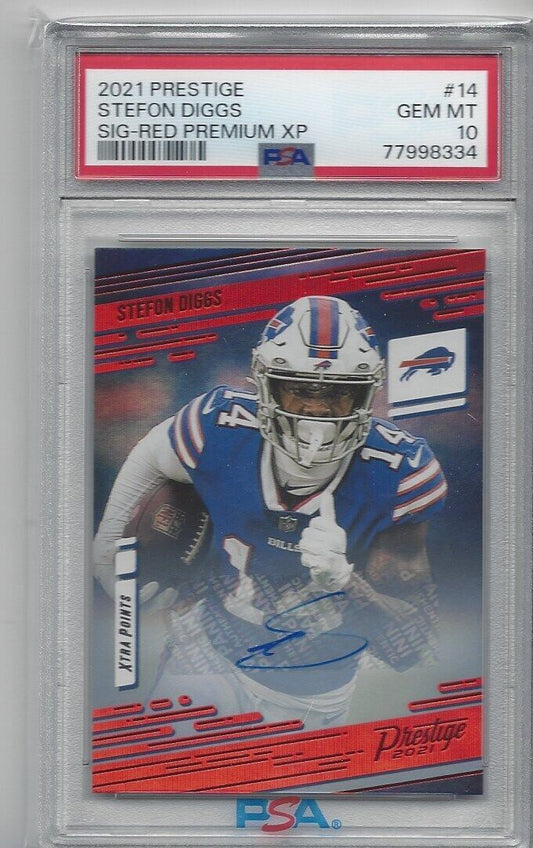STEFON DIGGS 2021 PANINI PRESTIGE RED XTRA POINTS SIGNATURE AUTO PSA 10 POP 4