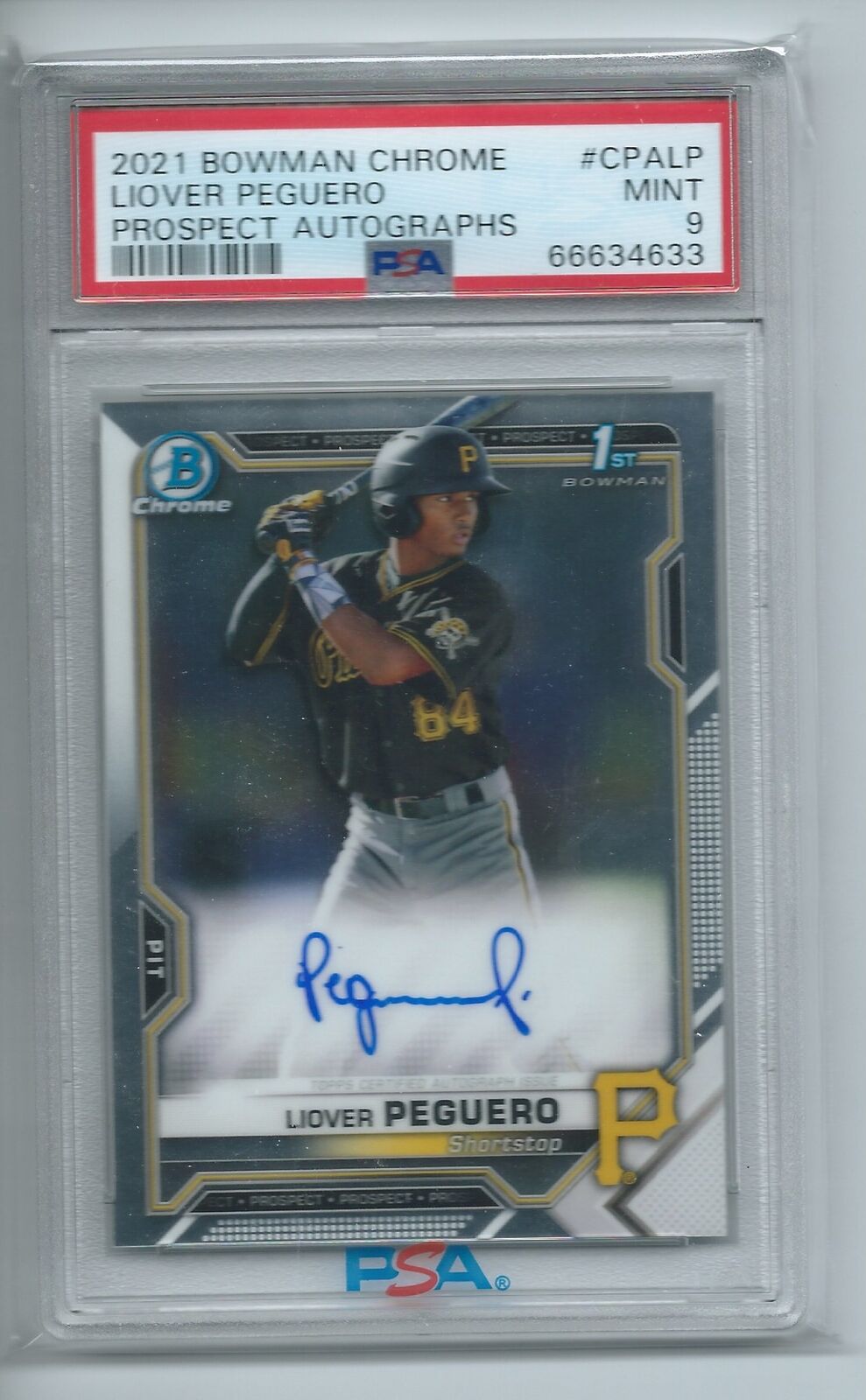 LIOVER PEGUERO 2021 BOWMAN CHROME 1ST PROSPECT ON CARD AUTO #CPALP PSA 9 MINT