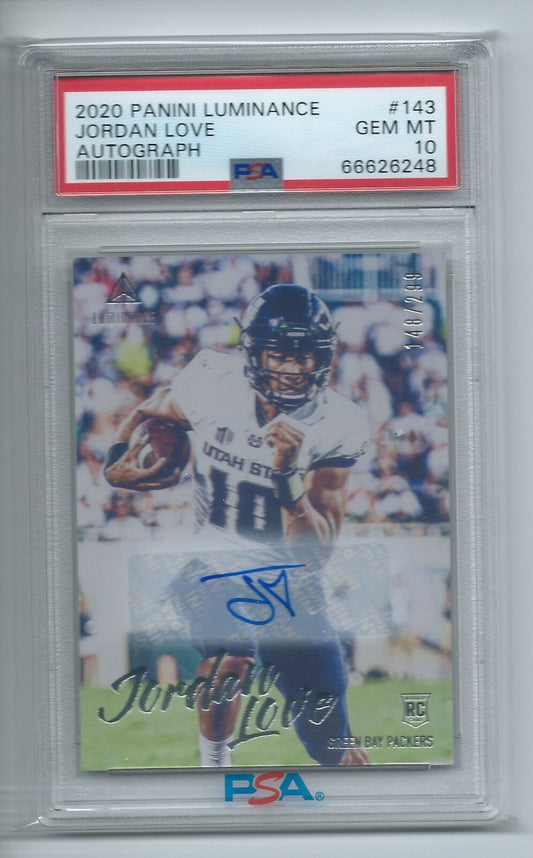 JORDAN LOVE 2020 PANINI LUMINANCE AUTO RC #D 148/299 PSA 10 GEM MINT