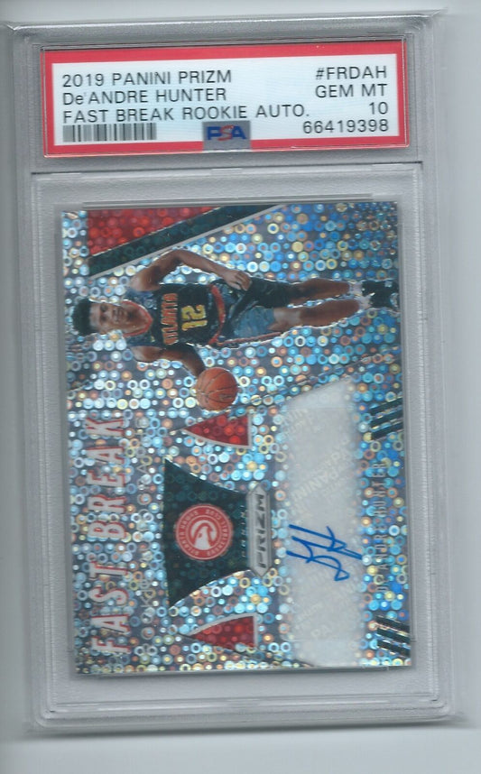DE'ANDRE HUNTER 2019 PANINI PRIZM FAST BREAK ROOKIE AUTO RC PSA 10 GEM MINT