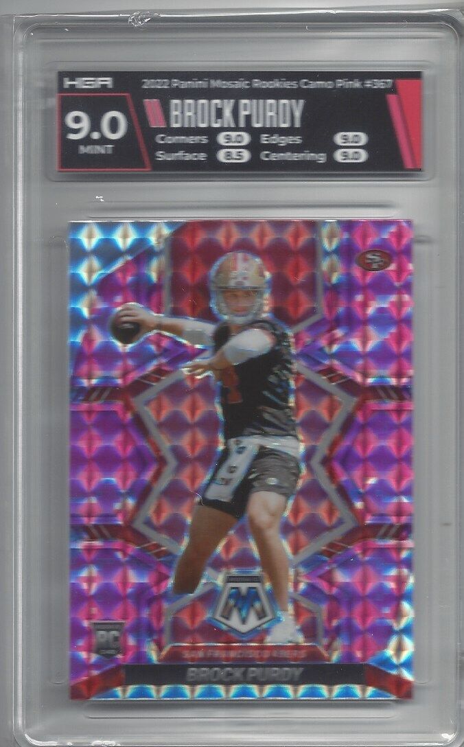 BROCK PURDY 2022 PANINI MOSAIC PINK CAMO PRIZM ROOKIE RC #367 HGA 9 MINT