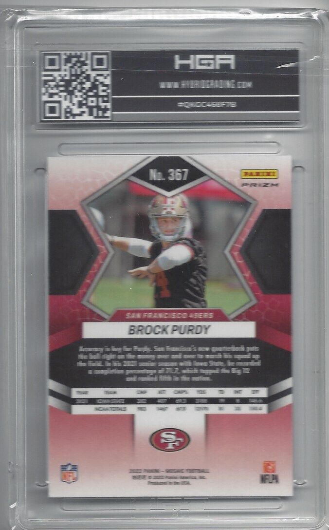 BROCK PURDY 2022 PANINI MOSAIC PINK CAMO PRIZM ROOKIE RC #367 HGA 9 MINT