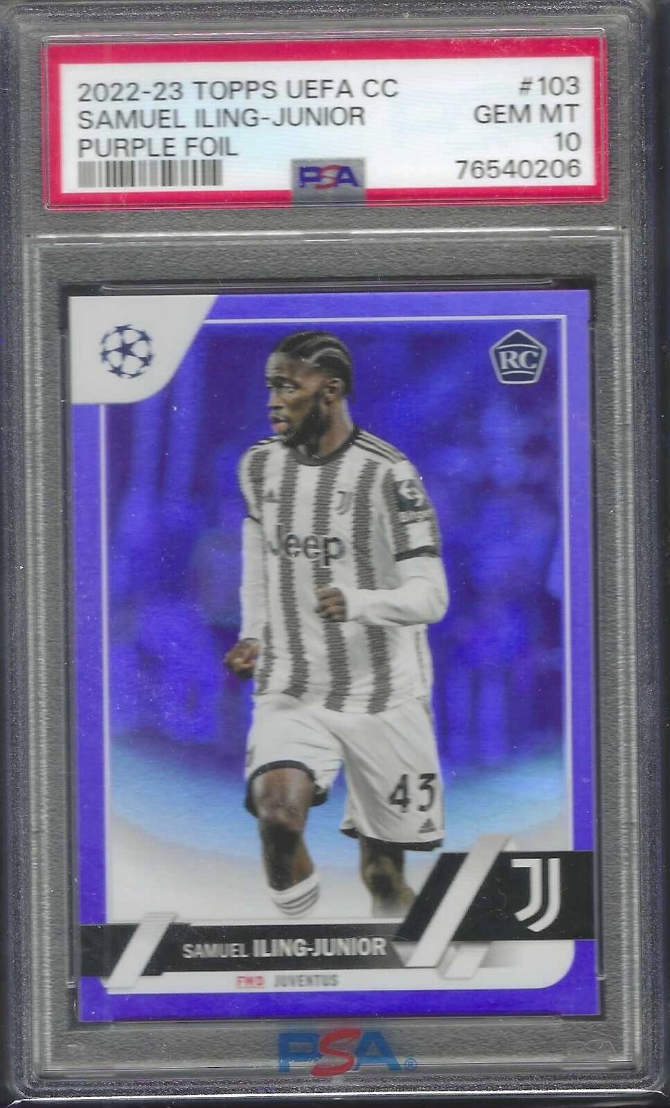 SAMUEL ILING-JUNIOR 2022-23 TOPPS UEFA PURPLE FOIL RC /75 PSA 10 GEM MINT POP 3