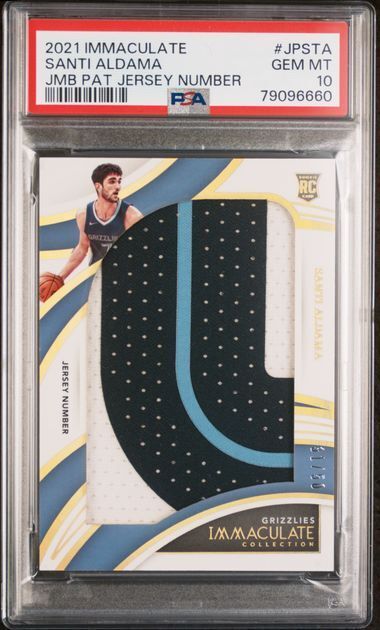 SANTI ALDAMA 2021 PANINI IMMACULATE JUMBO PATCH JERSEY NUMBER RC /50 PSA 10 POP1