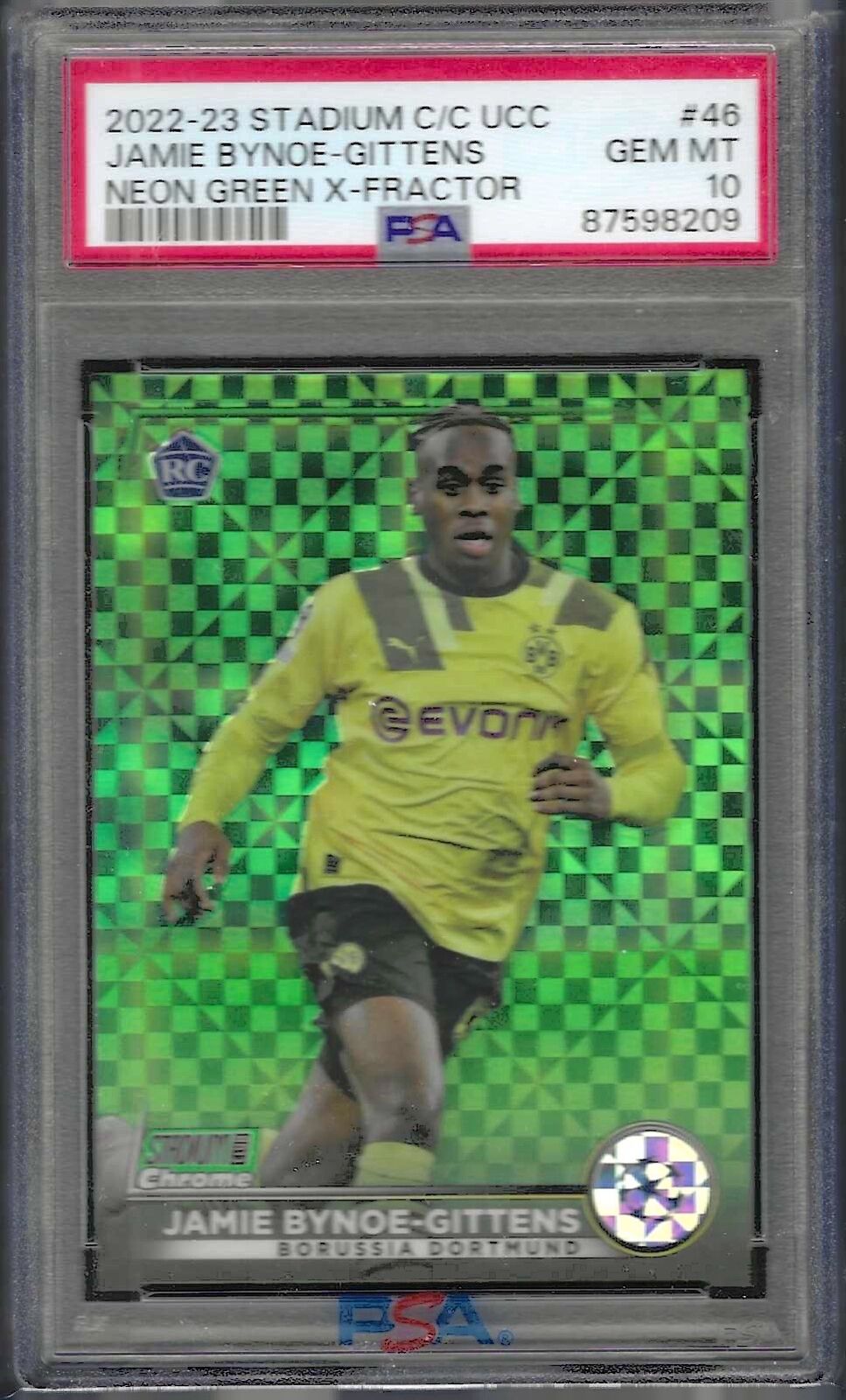 JAMIE BYNOE-GITTENS 2022-23 STADIUM CLUB GREEN X-FRACTOR RC /175 PSA 10 POP 2