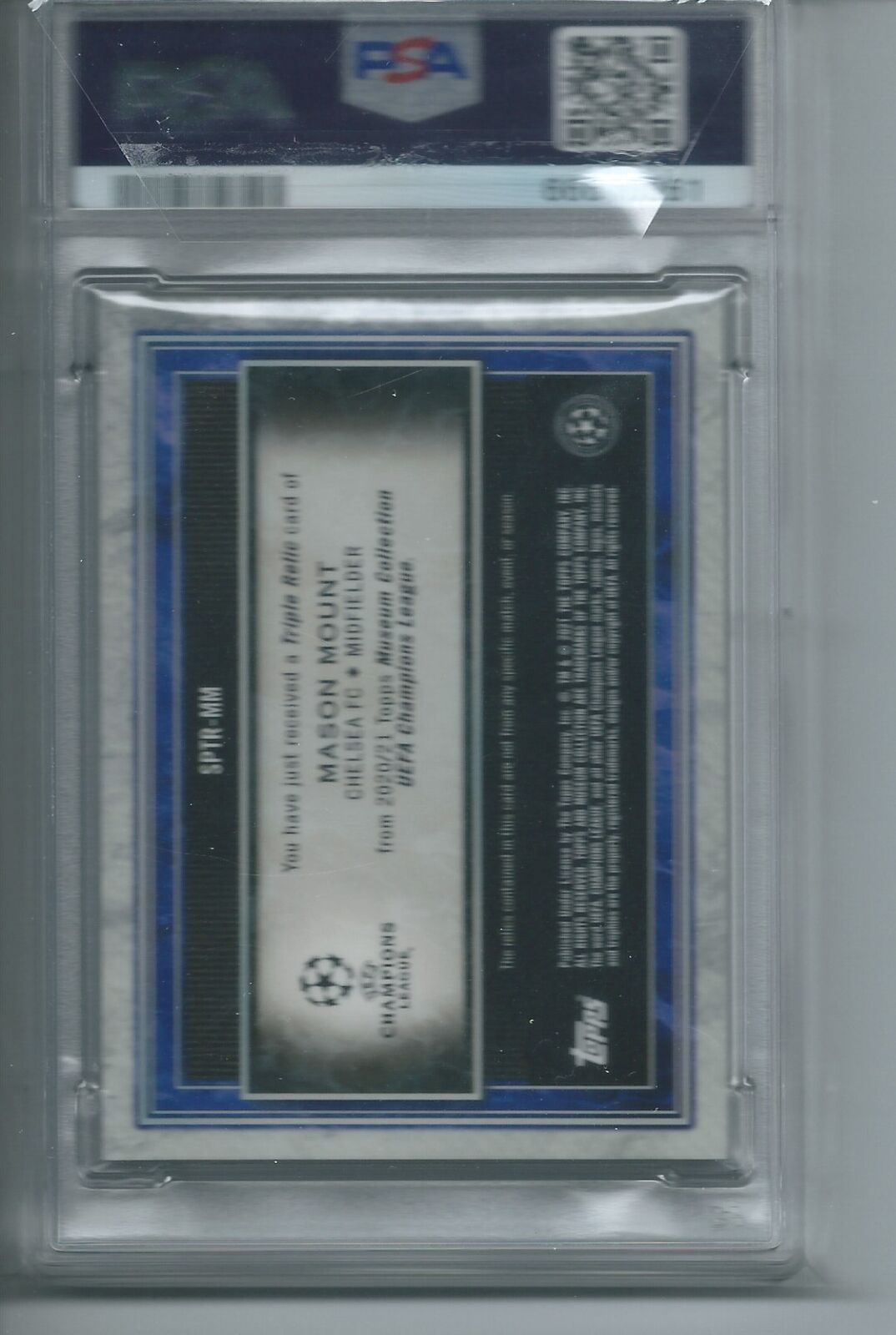 MASON MOUNT 2020 TOPPS MUSEUM COLLECTION UCL TRIPLE PATCH RUBY #D 20/25 PSA 9