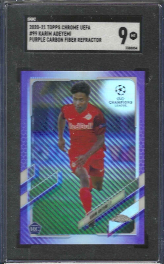 KARIM ADEYEMI 2020-21 TOPPS CHROME UEFA PURPLE CARBON FIBER ROOKIE RC #99 SGC 9