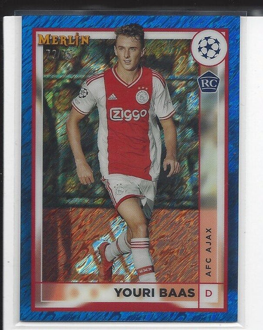 YOURI BAAS 2022-23 TOPPS MERLIN CHROME BLUE SHIMMER REFRACTOR RC #D 72/75