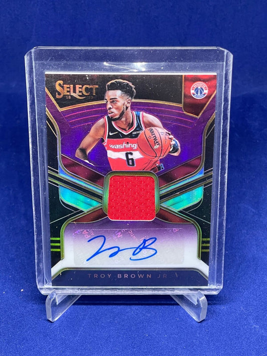 TROY BROWN JR 2018-19 PANINI SELECT PURPLE PRIZM JERSEY AUTO ROOKIE RC #D 50/99