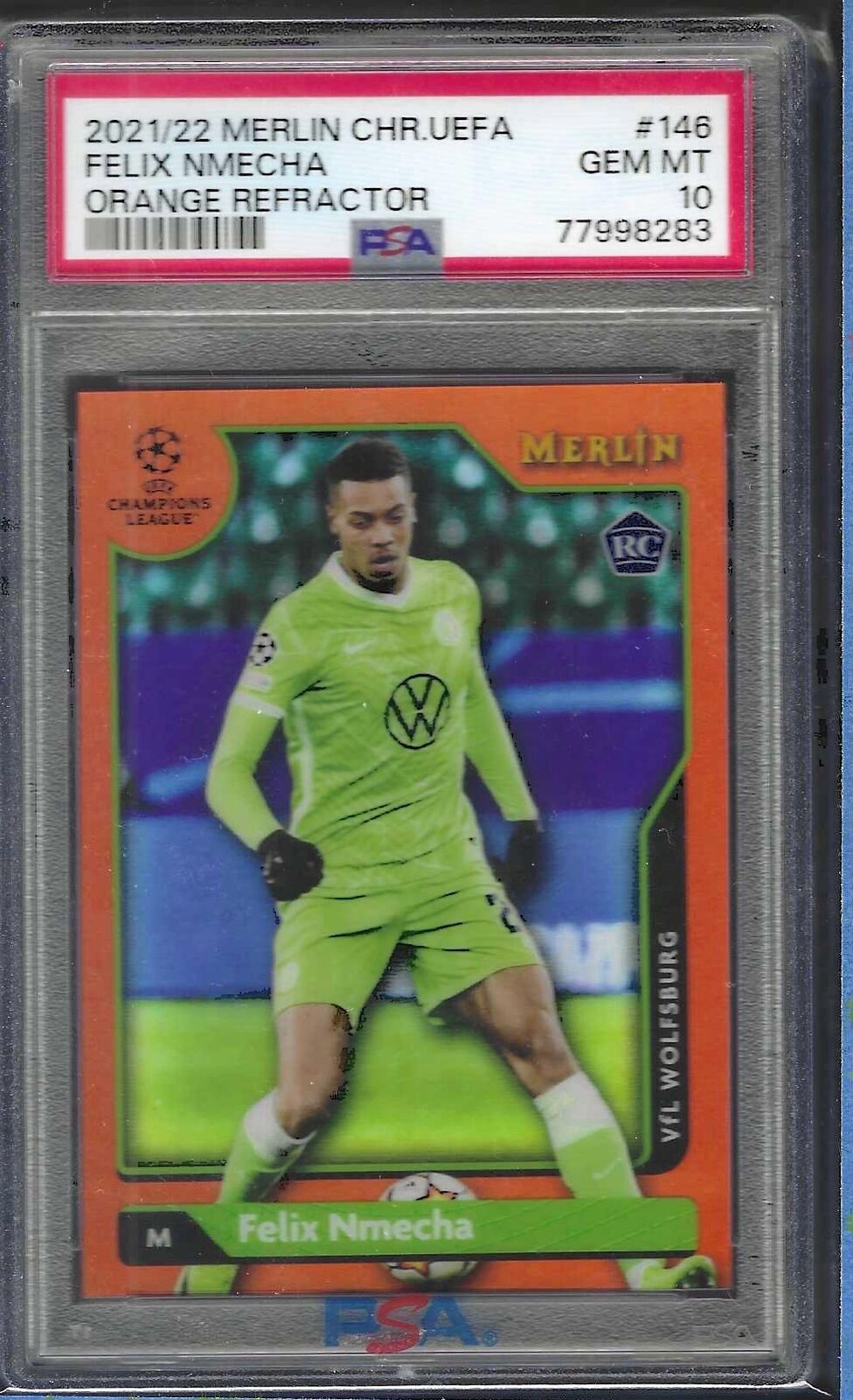 FELIX NMECHA 2021-22 TOPPS MERLIN ORANGE REFRACTOR RC /25 PSA 10 GEM MINT POP 2