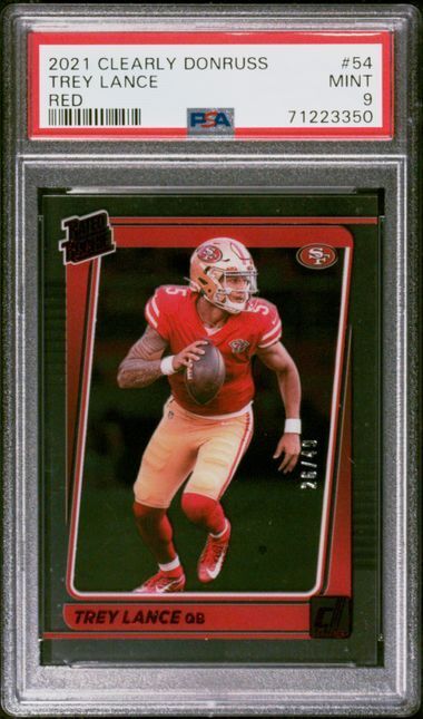 TREY LANCE 2021 PANINI CLEARLY DONRUSS RED RC #D 26/49 PSA 9 MINT POP 5