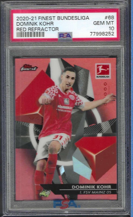 DOMINIK KOHR 2020-21 FINEST BUNDESLIGA RED REFRACTOR /5 PSA 10 GEM MINT POP 1/1
