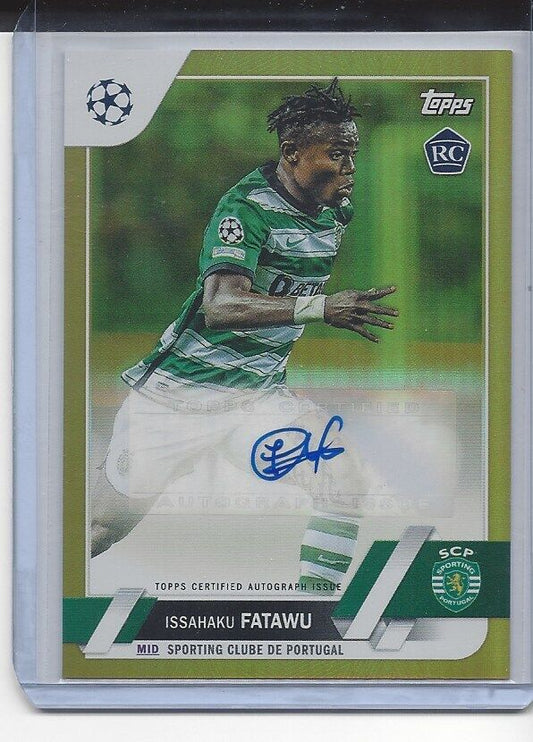 ISSAHAKU FATAWU 2022-23 TOPPS CLUB COMPETITIONS GOLD ROOKIE AUTO RC #D 46/50