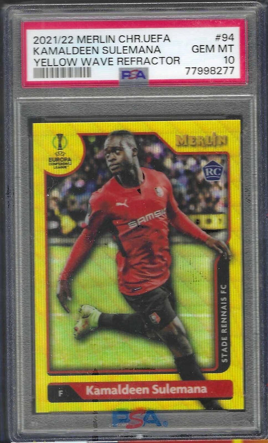 KAMALDEEN SULEMANA 2021-22 TOPPS MERLIN YELLOW WAVE RC /225 PSA 10 GEM POP 9
