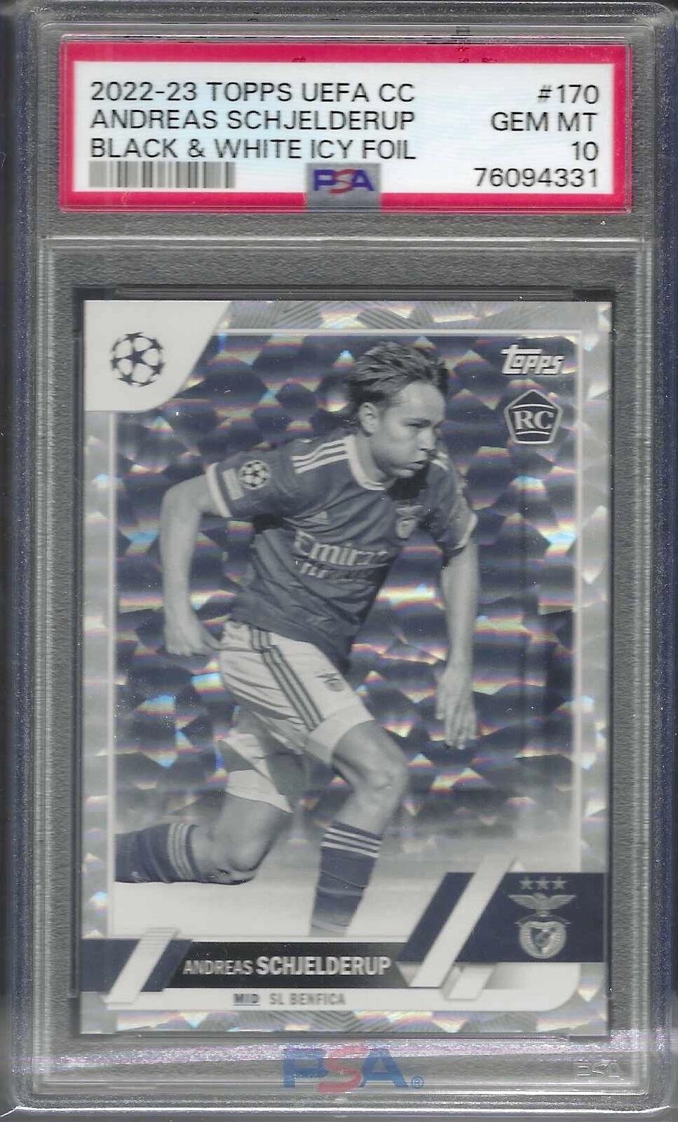 ANDREAS SCHJELDERUP 2022-23 TOPPS BLACK AND WHITE ICY FOIL RC /150 PSA 10 POP 2