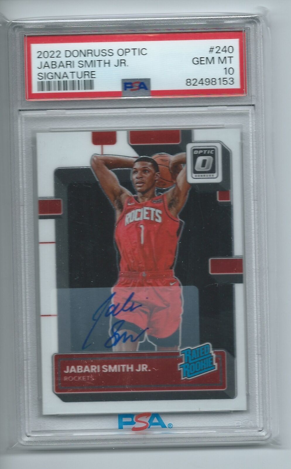 JABARI SMITH JR 2022-23 DONRUSS OPTIC RATED ROOKIE ON CARD AUTO RC PSA 10 GEM