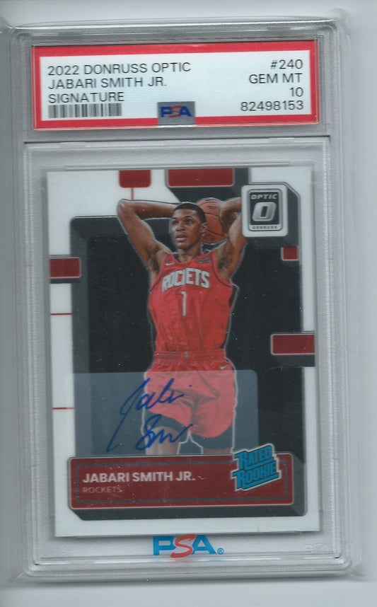 JABARI SMITH JR 2022-23 DONRUSS OPTIC RATED ROOKIE ON CARD AUTO RC PSA 10 GEM
